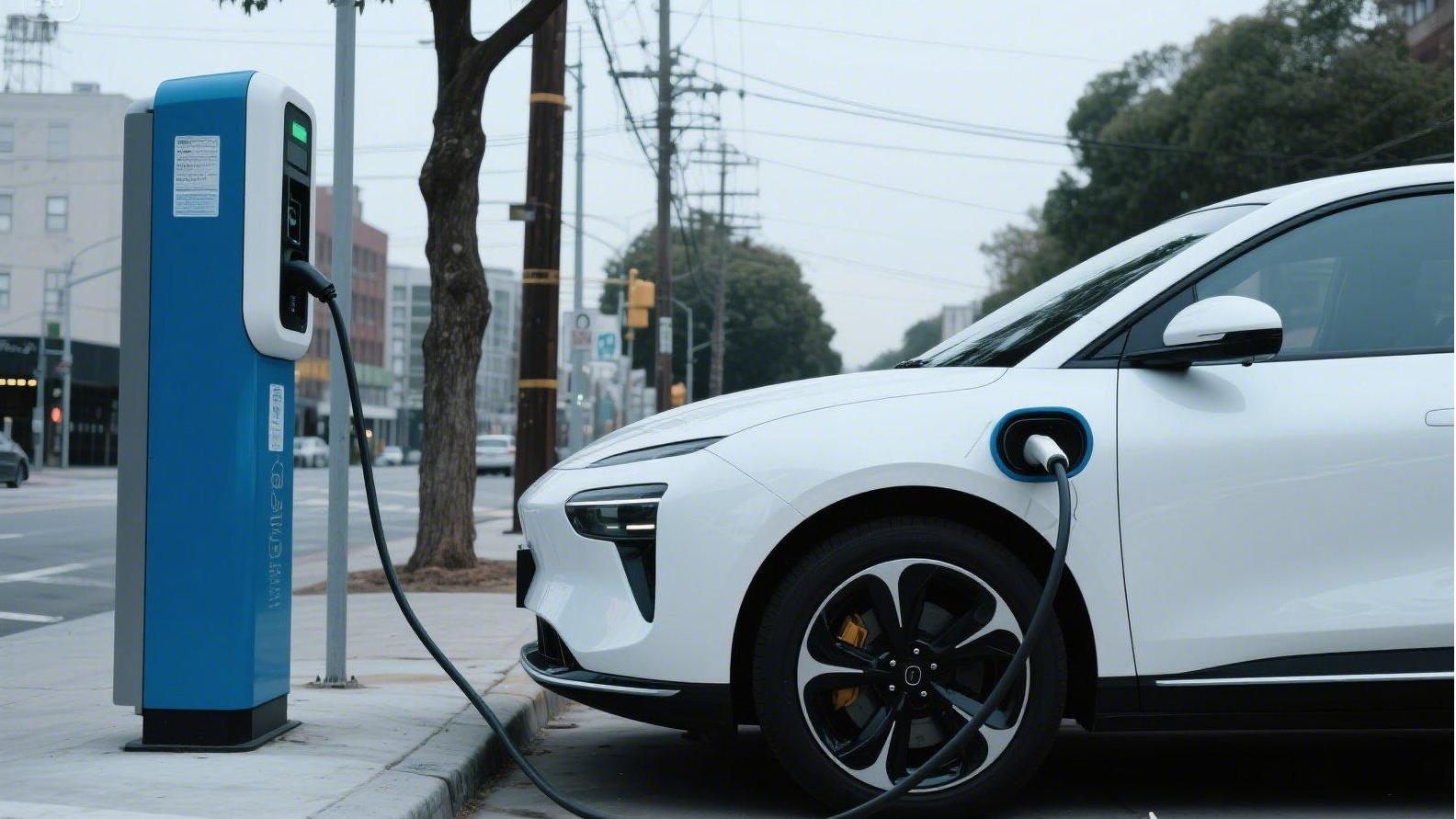 充電樁給車充電 ，寫實一些